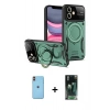 MARSİLYAN™- iPhone 11 Kılıf Kıvılcım Modern Serisi - Şeffaf 360 Full Body Arka Koruyucu + Neon Fosforlu Kamera Lens - TU