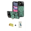 MARSİLYAN™- iPhone 11 Kılıf Kıvılcım Modern Serisi - Şeffaf Pasifik Cam Ekran Koruyucu + Kırmızı Rainbow Kamera Lens Koruma Cam