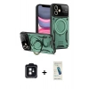 MARSİLYAN™- iPhone 11 Kılıf Kıvılcım Modern Serisi - Şeffaf Pasifik Cam Ekran Koruyucu + PVD Metal Kamera Lens - SH