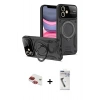 MARSİLYAN™- iPhone 11 Kılıf Kıvılcım Modern Serisi - Şeffaf Uv Polymer Nano Ekran Koruyucu + Kırmızı Pers Alüminyum Kamera Lens