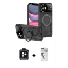 MARSİLYAN™- iPhone 11 Kılıf Kıvılcım Modern Serisi - Şeffaf Uv Polymer Nano Ekran Koruyucu + Siyah PVD Metal Kamera Lens