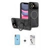 MARSİLYAN™- iPhone 11 Kılıf Kıvılcım Modern Serisi - Şeffaf Uv Polymer Nano Ekran Koruyucu + Turuncu Neon Fosforlu Kamera Lens