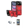 MARSİLYAN™- iPhone 11 Kılıf Kıvılcım Modern Serisi - Siyah 34D Hayalet Izgaralı Cam + Pers Alüminyum Kamera Lens - LT