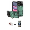 MARSİLYAN™- iPhone 11 Kılıf Kıvılcım Modern Serisi - Siyah 34D Hayalet Izgaralı Cam + Pers Alüminyum Kamera Lens - KI