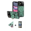 MARSİLYAN™- iPhone 11 Kılıf Kıvılcım Modern Serisi - Siyah 34D Hayalet Izgaralı Cam + Raze Metal Kamera Lens - KI