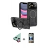 MARSİLYAN™- iPhone 11 Kılıf Kıvılcım Modern Serisi - Siyah 34D Hayalet Izgaralı Cam + Raze Metal Kamera Lens - KI