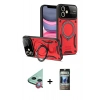 MARSİLYAN™- iPhone 11 Kılıf Kıvılcım Modern Serisi - Siyah 34D Hayalet Izgaralı Cam + Raze Metal Kamera Lens - KI