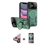 MARSİLYAN™- iPhone 11 Kılıf Kıvılcım Modern Serisi - Siyah 34D Hayalet Izgaralı Cam + Raze Metal Kamera Lens - SH