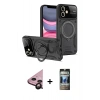 MARSİLYAN™- iPhone 11 Kılıf Kıvılcım Modern Serisi - Siyah 34D Hayalet Izgaralı Cam + Raze Metal Kamera Lens - SH