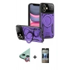 MARSİLYAN™- iPhone 11 Kılıf Kıvılcım Modern Serisi - Siyah 34D Hayalet Izgaralı Cam + Raze Metal Kamera Lens - KI