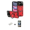MARSİLYAN™- iPhone 11 Kılıf Kıvılcım Modern Serisi - Siyah 34D Hayalet Izgaralı Cam + Renkli Kamera Lens Koruma Cam - YL