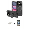 MARSİLYAN™- iPhone 11 Kılıf Kıvılcım Modern Serisi - Siyah 34D Hayalet Izgaralı Cam + Renkli Kamera Lens Koruma Cam - YL