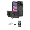 MARSİLYAN™- iPhone 11 Kılıf Kıvılcım Modern Serisi - Siyah 34D Hayalet Izgaralı Cam + Renkli Kamera Lens Koruma Cam - TU