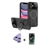 MARSİLYAN™- iPhone 11 Kılıf Kıvılcım Modern Serisi - Siyah 360 Mat Full Body Arka Koruyucu + Raze Metal Kamera Lens - MR