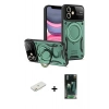 MARSİLYAN™- iPhone 11 Kılıf Kıvılcım Modern Serisi - Siyah 360 Mat Full Body Arka Koruyucu + Renkli Kamera Lens Koruma Cam - TU