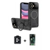 MARSİLYAN™- iPhone 11 Kılıf Kıvılcım Modern Serisi - Siyah 360 Mat Full Body Arka Koruyucu + PVD Metal Kamera Lens - SH