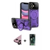 MARSİLYAN™- iPhone 11 Kılıf Kıvılcım Modern Serisi - Siyah 360 Mat Full Body Arka Koruyucu + Raze Metal Kamera Lens - SH