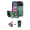 MARSİLYAN™- iPhone 11 Kılıf Kıvılcım Modern Serisi - Siyah 360 Mat Full Body Arka Koruyucu + Raze Metal Kamera Lens - SH