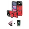MARSİLYAN™- iPhone 11 Kılıf Kıvılcım Modern Serisi - Siyah 360 Mat Full Body Arka Koruyucu + Raze Metal Kamera Lens - SH