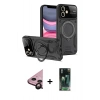 MARSİLYAN™- iPhone 11 Kılıf Kıvılcım Modern Serisi - Siyah 360 Mat Full Body Arka Koruyucu + Raze Metal Kamera Lens - SH