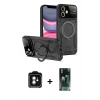 MARSİLYAN™- iPhone 11 Kılıf Kıvılcım Modern Serisi - Siyah 360 Mat Full Body Arka Koruyucu + PVD Metal Kamera Lens - YL