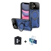 MARSİLYAN™- iPhone 11 Kılıf Kıvılcım Modern Serisi - Siyah 3D Antistatik Cam Ekran Koruyucu + PVD Metal Kamera Lens - MI