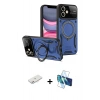 MARSİLYAN™- iPhone 11 Kılıf Kıvılcım Modern Serisi - Siyah 3D Antistatik Cam Ekran Koruyucu + Renkli Kamera Lens Koruma Cam - PE