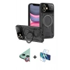 MARSİLYAN™- iPhone 11 Kılıf Kıvılcım Modern Serisi - Siyah 3D Antistatik Cam Ekran Koruyucu + Raze Metal Kamera Lens - KI