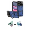 MARSİLYAN™- iPhone 11 Kılıf Kıvılcım Modern Serisi - Siyah 3D Antistatik Cam Ekran Koruyucu + Raze Metal Kamera Lens - KI