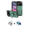 MARSİLYAN™- iPhone 11 Kılıf Kıvılcım Modern Serisi - Siyah 3D Antistatik Cam Ekran Koruyucu + Raze Metal Kamera Lens - GS