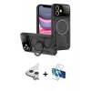 MARSİLYAN™- iPhone 11 Kılıf Kıvılcım Modern Serisi - Siyah 3D Antistatik Cam Ekran Koruyucu + Raze Metal Kamera Lens - GS