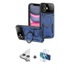 MARSİLYAN™- iPhone 11 Kılıf Kıvılcım Modern Serisi - Siyah 3D Antistatik Cam Ekran Koruyucu + Raze Metal Kamera Lens - GS
