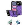 MARSİLYAN™- iPhone 11 Kılıf Kıvılcım Modern Serisi - Siyah 3D Antistatik Cam Ekran Koruyucu + Raze Metal Kamera Lens - KI