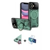 MARSİLYAN™- iPhone 11 Kılıf Kıvılcım Modern Serisi - Siyah 3D Antistatik Cam Ekran Koruyucu + Raze Metal Kamera Lens - KI