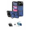 MARSİLYAN™- iPhone 11 Kılıf Kıvılcım Modern Serisi - Siyah 3D Antistatik Cam Ekran Koruyucu + Şeffaf Kamera Lens Koruma Cam