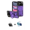 MARSİLYAN™- iPhone 11 Kılıf Kıvılcım Modern Serisi - Siyah 3D Antistatik Cam Ekran Koruyucu + Şeffaf Kamera Lens Koruma Cam