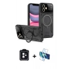 MARSİLYAN™- iPhone 11 Kılıf Kıvılcım Modern Serisi - Siyah 3D Antistatik Cam Ekran Koruyucu + PVD Metal Kamera Lens - SH