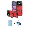 MARSİLYAN™- iPhone 11 Kılıf Kıvılcım Modern Serisi - Siyah 3D Antistatik Cam Ekran Koruyucu + Neon Fosforlu Kamera Lens - TU