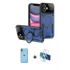 MARSİLYAN™- iPhone 11 Kılıf Kıvılcım Modern Serisi - Siyah 3D Antistatik Cam Ekran Koruyucu + Neon Fosforlu Kamera Lens - TU