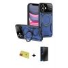 MARSİLYAN™- iPhone 11 Kılıf Kıvılcım Modern Serisi - Siyah 3D Antistatik Hayalet Cam Ekran Koruyucu + Rainbow Kamera Lens Koruma Cam - KI