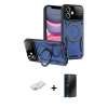 MARSİLYAN™- iPhone 11 Kılıf Kıvılcım Modern Serisi - Siyah 3D Antistatik Hayalet Cam Ekran Koruyucu + Renkli Kamera Lens Koruma Cam - PE