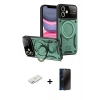 MARSİLYAN™- iPhone 11 Kılıf Kıvılcım Modern Serisi - Siyah 3D Antistatik Hayalet Cam Ekran Koruyucu + Renkli Kamera Lens Koruma Cam - PE