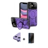 MARSİLYAN™- iPhone 11 Kılıf Kıvılcım Modern Serisi - Siyah 3D Antistatik Hayalet Cam Ekran Koruyucu + Raze Metal Kamera Lens - MR