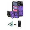 MARSİLYAN™- iPhone 11 Kılıf Kıvılcım Modern Serisi - Siyah 3D Antistatik Hayalet Cam Ekran Koruyucu + Raze Metal Kamera Lens - MI