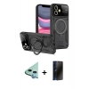 MARSİLYAN™- iPhone 11 Kılıf Kıvılcım Modern Serisi - Siyah 3D Antistatik Hayalet Cam Ekran Koruyucu + Raze Metal Kamera Lens - MI