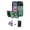 MARSİLYAN™- iPhone 11 Kılıf Kıvılcım Modern Serisi - Siyah 3D Antistatik Hayalet Cam Ekran Koruyucu + Raze Metal Kamera Lens - MR