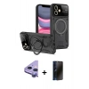 MARSİLYAN™- iPhone 11 Kılıf Kıvılcım Modern Serisi - Siyah 3D Antistatik Hayalet Cam Ekran Koruyucu + Raze Metal Kamera Lens - MR