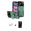 MARSİLYAN™- iPhone 11 Kılıf Kıvılcım Modern Serisi - Siyah 3D Antistatik Hayalet Cam Ekran Koruyucu + Renkli Kamera Lens Koruma Cam - SI