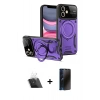 MARSİLYAN™- iPhone 11 Kılıf Kıvılcım Modern Serisi - Siyah 3D Antistatik Hayalet Cam Ekran Koruyucu + Kamera Lens Koruma Cam - SF