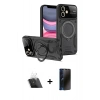 MARSİLYAN™- iPhone 11 Kılıf Kıvılcım Modern Serisi - Siyah 3D Antistatik Hayalet Cam Ekran Koruyucu + Kamera Lens Koruma Cam - SF